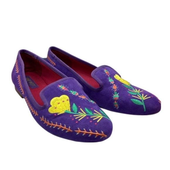 Nine West Shoes - Nine West Purple Suede Embroidered Flats 7.5